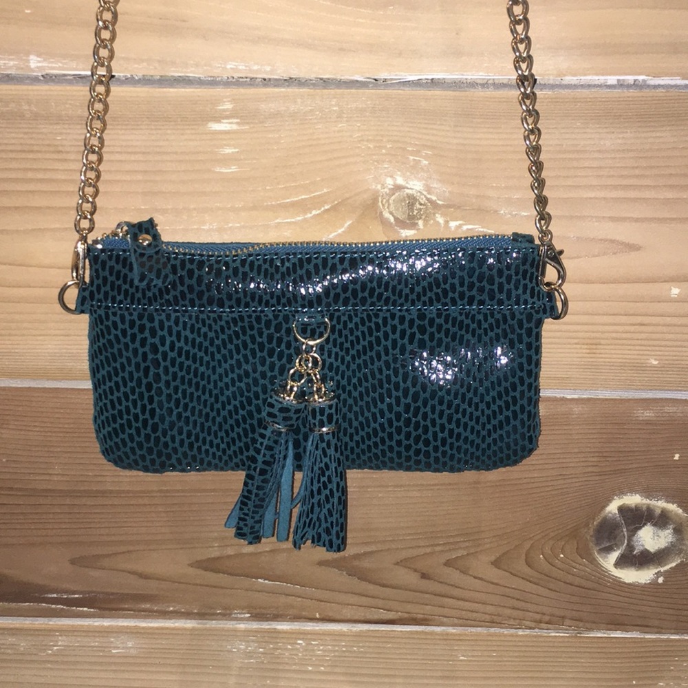 Small green lizard skin purse